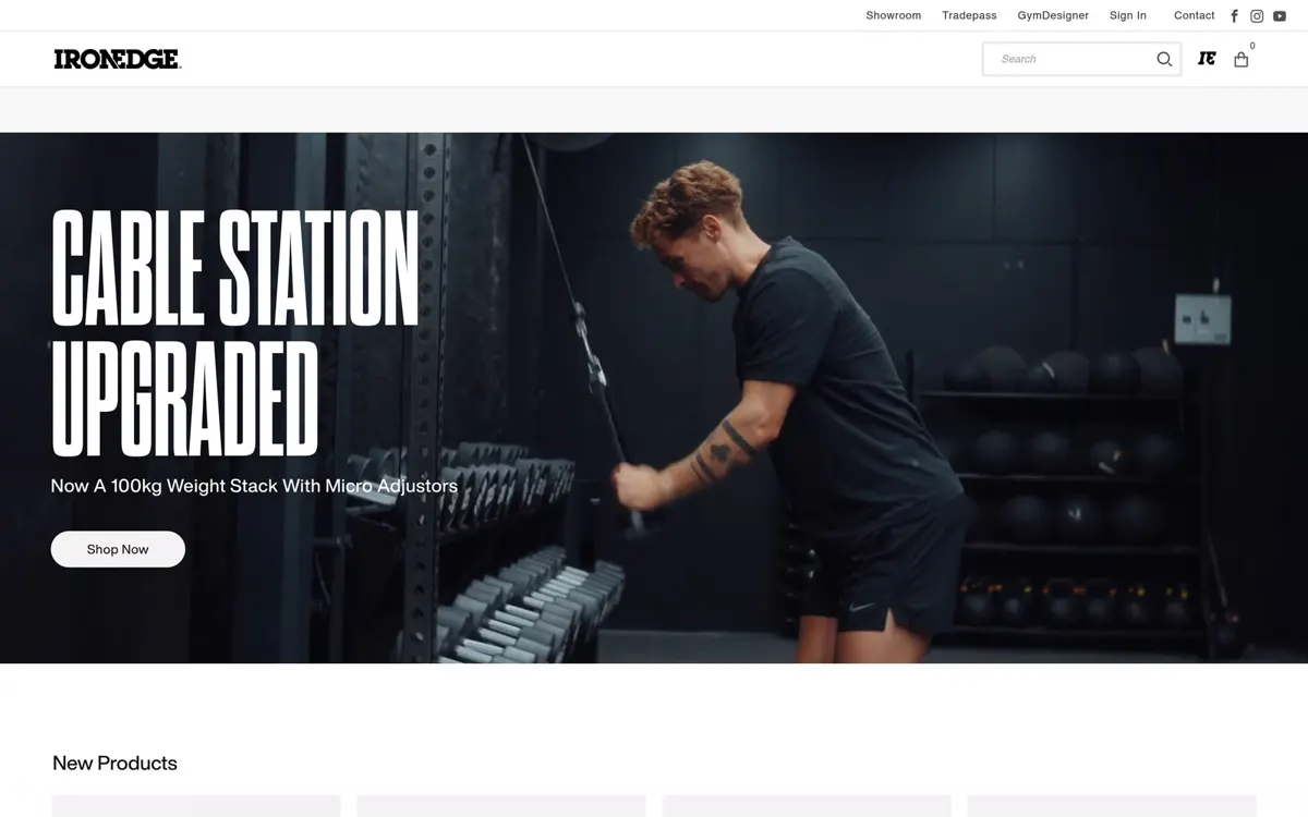 IronEdge storefront on desktop